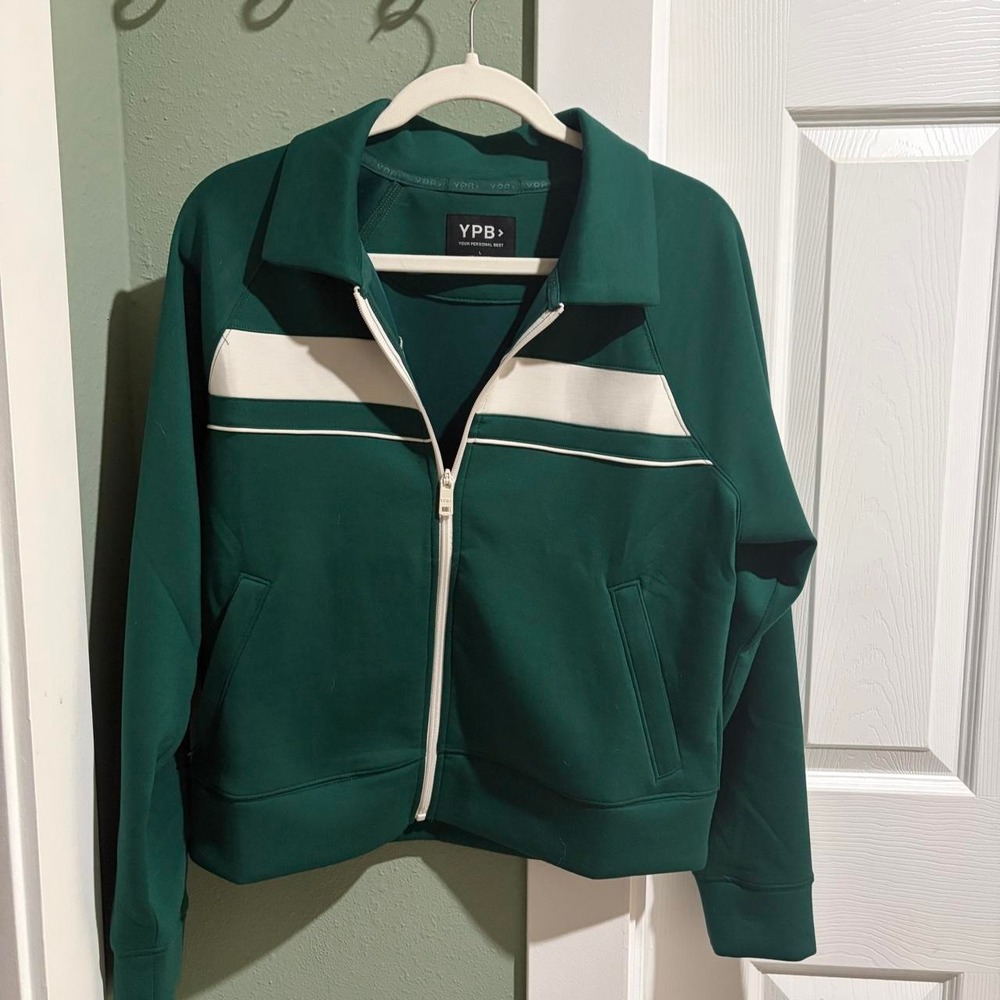 YPB by Abercrombie & Fitch Green Retro Colorblock Track Jacket, Size L